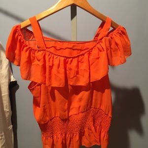 Open Shoulder Orange Top